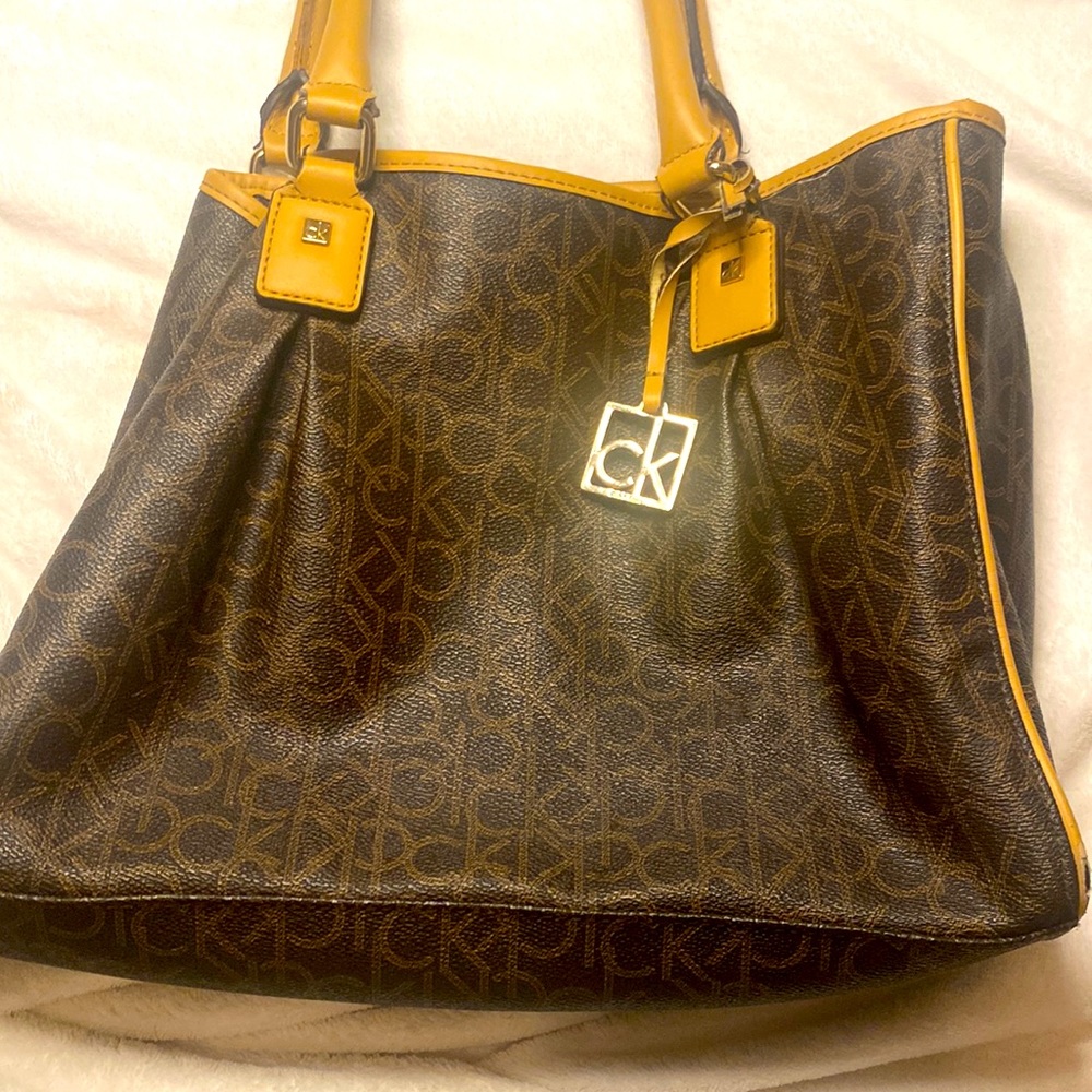 Vintage Brown and tan leather Calvin Klein bag